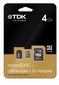  TDK microSDHC 4Gb + SD adapter + USB reader Class 4